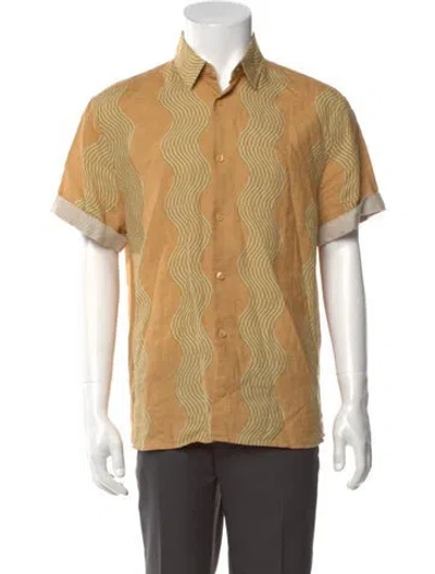 Pre-owned Frescobol Carioca Linen Striped Shirt W/ Tags In Yellow