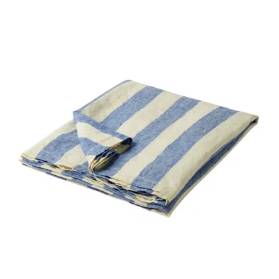 Frescobol Carioca Linen Towel Large Stripe Blue/white