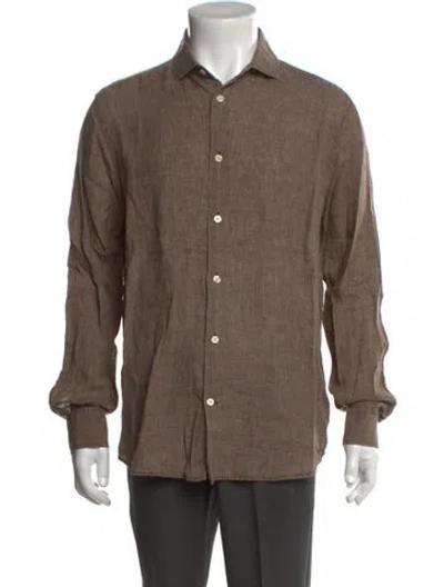 Pre-owned Frescobol Carioca Long Sleeve Dress Shirt In Brown