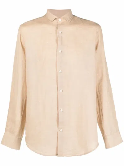 Frescobol Carioca Long-sleeve Linen Shirt In Nude