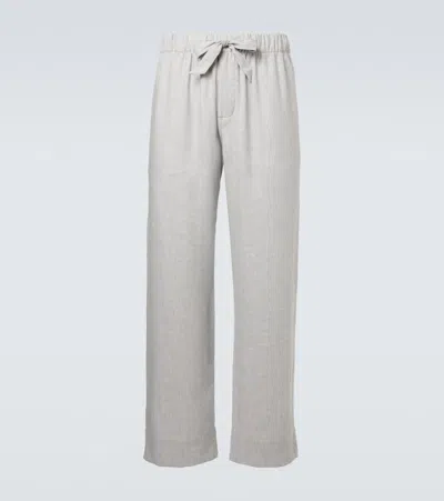 Frescobol Carioca Luan Straight-leg Linen And Cotton-blend Drawstring Trousers In Neutral