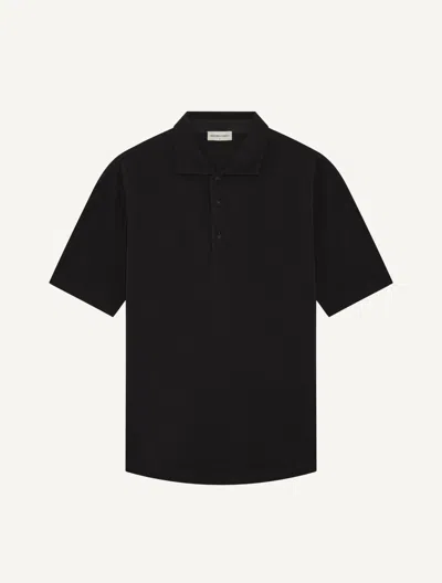 Frescobol Carioca Luca Cotton Piqué Polo In Black