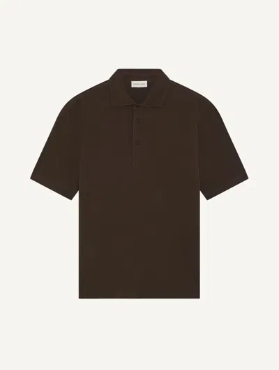 Frescobol Carioca Luca Cotton Piqué Polo In Brown