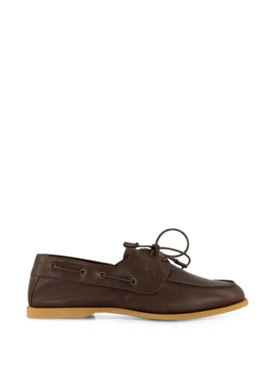 Frescobol Carioca Marina Pebbled Leather Boat Shoes In Brown