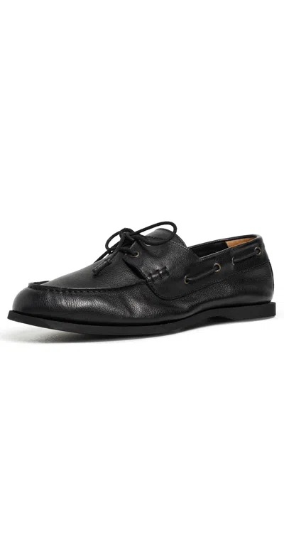 Frescobol Carioca Marina Pebbled Leather Deck Loafers Black