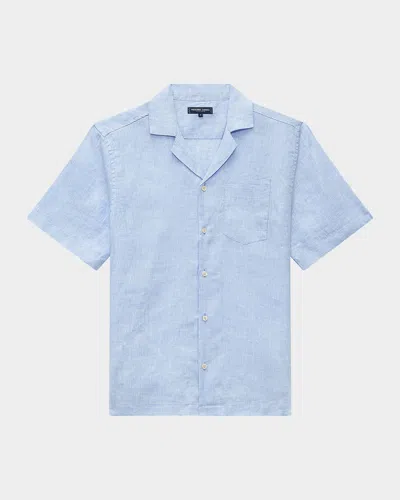 Frescobol Carioca Men's Angelo Linen Camp Shirt In Blue