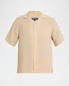 Frescobol Carioca Angelo Camp-collar Linen Shirt In Nude