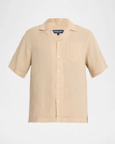 FRESCOBOL CARIOCA MEN'S ANGELO LINEN POCKET CAMP SHIRT