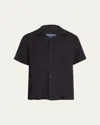 Frescobol Carioca Men's Angelo Linen Short-sleeve Camp Shirt In Black