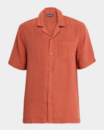FRESCOBOL CARIOCA MEN'S ANGELO LINEN SHORT-SLEEVE SHIRT