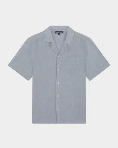 Frescobol Carioca Men's Angelo Linen Short-sleeve Shirt In Light Denim Blue