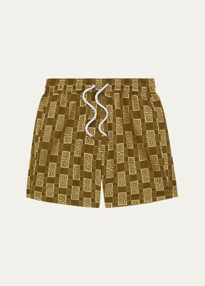 Frescobol Carioca Men's Angra Clube Board Swim Shorts In Spinach Apricot