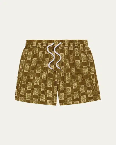 Frescobol Carioca Men's Angra Clube Board Swim Shorts In Spinach  Apricot