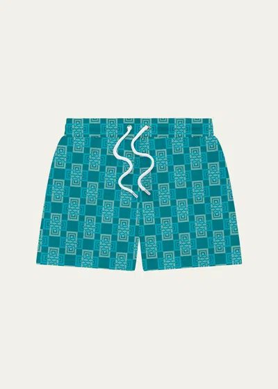 Frescobol Carioca Men's Angra Clube Swim Shorts In Peacock Blue Clu