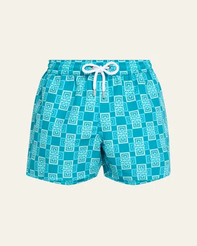 Frescobol Carioca Men's Angra Clube Swim Shorts In Peacock Blue  Club Green