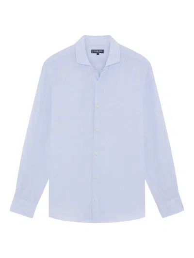 Frescobol Carioca Antonio Linen Shirt In Blue
