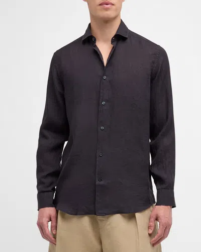 Frescobol Carioca Men's Antonio Linen Casual Button-down Shirt In 02 Black