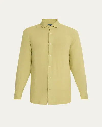 Frescobol Carioca Men's Antonio Linen Casual Button-down Shirt In Green