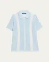 Frescobol Carioca Men's Bicolor Crochet Short Sleeve Shirt In Seafoam