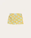Frescobol Carioca Classic Swim Shorts Botânico Leaf Print In Sunset Yellow/cool Blue