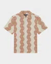 Frescobol Carioca Mens  Castro Duo Cubana Striped Regular-fit Linen Shirt In Ecru &amp; Sienna
