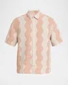 Frescobol Carioca Castro Duo Cabana Stripe Short Sleeve Shirt In Pink