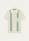 Frescobol Carioca Clemente Striped Pointelle-knit Cotton Polo Shirt In White Sand Dark