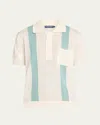 Frescobol Carioca Clemente Striped Pointelle-knit Cotton Polo Shirt In White Sand  Dark Mineral