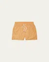 Frescobol Carioca Men's Copacabana Patterned Sport Shorts In Papaya/pastel Orange