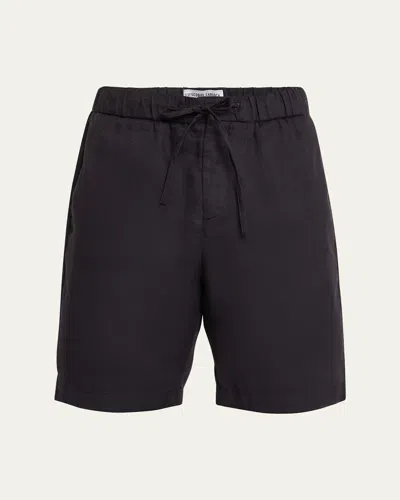 Frescobol Carioca Men's Drawstring Linen Cotton Shorts In Black