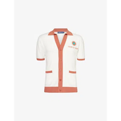 Frescobol Carioca Mens Dusty Coral Romero Relaxed-fit Cotton-knit Polo Shirt