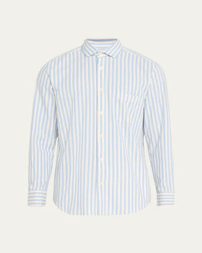 Frescobol Carioca Men's Emilio Cotton Stripe Button-front Shirt In Seafoam