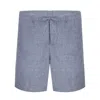 Frescobol Carioca Men's Linen Shorts In Melange Navy Blue In Blue