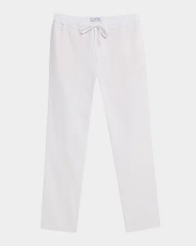 Frescobol Carioca Men's Oscar Linen And Cotton Drawstring Chino Pants In White