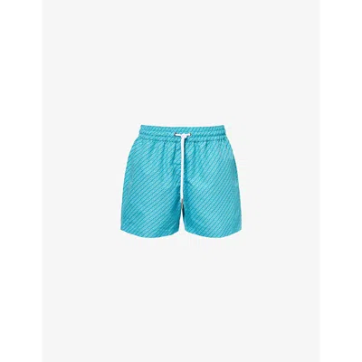 Frescobol Carioca Elasticated-waist Recycled-polyester Swim Shorts In Peacock Blue &club Green