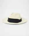 Frescobol Carioca Men's Rafael Wide-ribbon Straw Panama Hat In Navy