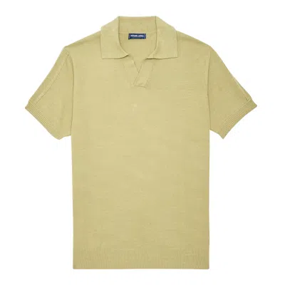 Frescobol Carioca Men's Rino Str Cotton/silk Knit V Polo In Green