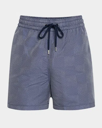 Frescobol Carioca Men's Rio Copa Check Swim Trunks In Dusk