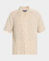 Frescobol Carioca Men's Roberto Linen Angra Raffia-print Camp Shirt In Neutral