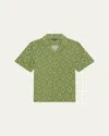Frescobol Carioca Men's Roberto Raffia-print Camp Shirt In Green