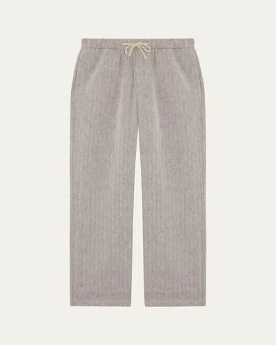 Frescobol Carioca Men's Rocha Herringbone Drawstring Trousers In Brown