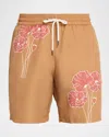 Frescobol Carioca Men's Santos Linear Floral Swim Shorts In Brown