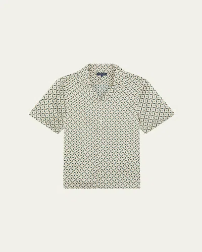 Frescobol Carioca Roberto Camp-collar Printed Silk-satin Shirt In Multi