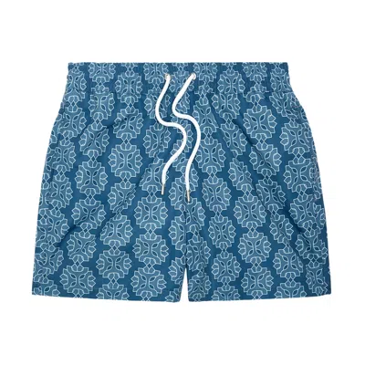 Frescobol Carioca Men's Sport Swim Shorts With Medalhao Print In Blue
