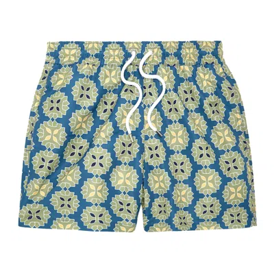 Frescobol Carioca Men's Sport Swim Shorts With Medalhao Print In Blue