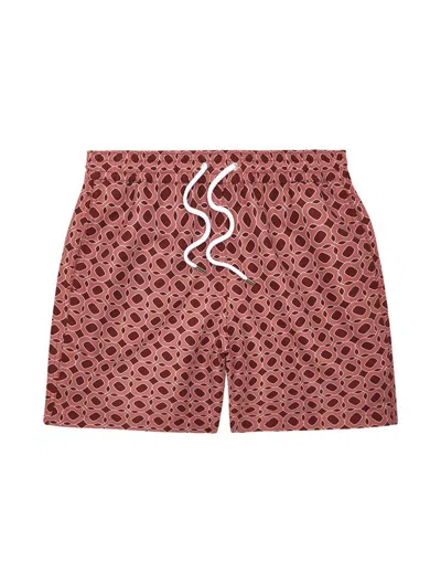 Frescobol Carioca Men's Swim Board Shorts With Ipanema Weave Print In Pink