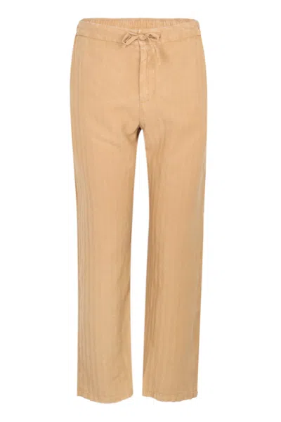 Frescobol Carioca Mendes Linen Blend Trousers Stone Beige In Animal Print