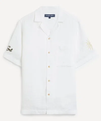 Frescobol Carioca Mens Alves Embroidered Linen Shirt