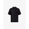 Frescobol Carioca Mens Black Alves Linen Short-sleeve Shirt In Black