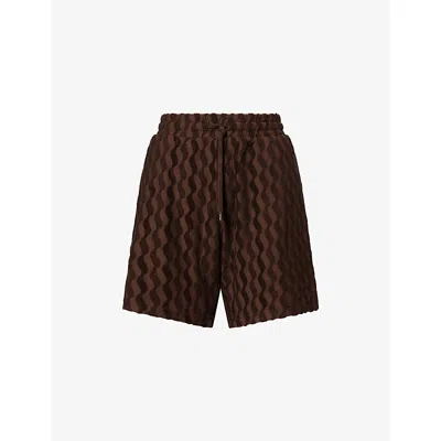 Frescobol Carioca Mens Cacao Augusto Terry Jacquard Cotton-blend Shorts Xl In Brown